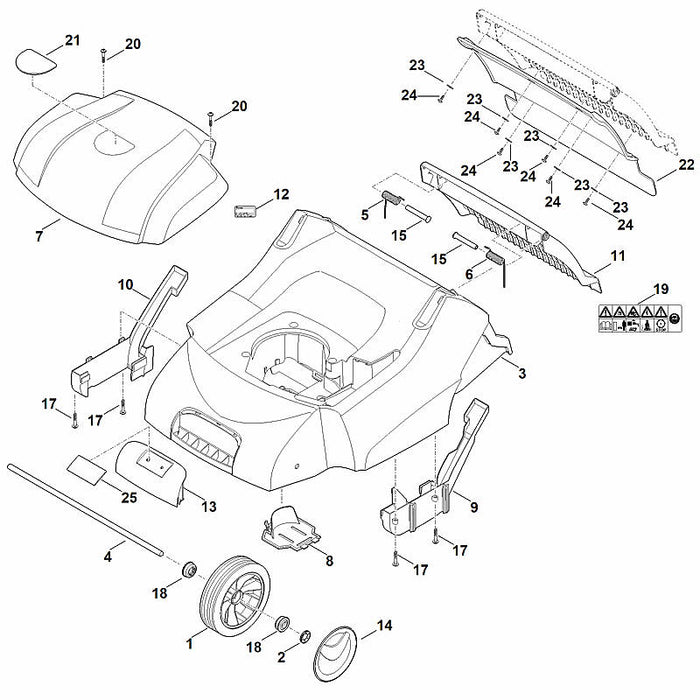 STIHL 9104-017-4293 Schneidschraube P5x25 positie 17 technische tekening
