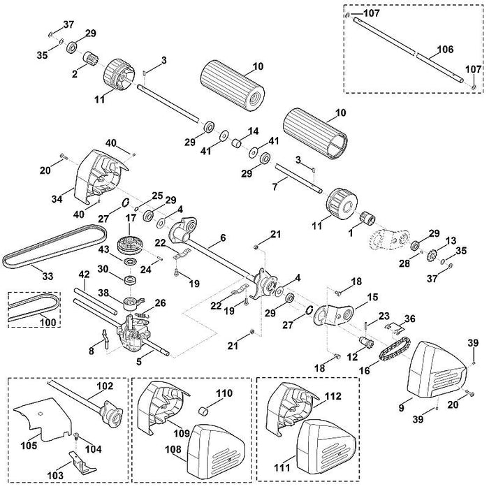 STIHL 6375-700-2412 Achse positie 102 technische tekening