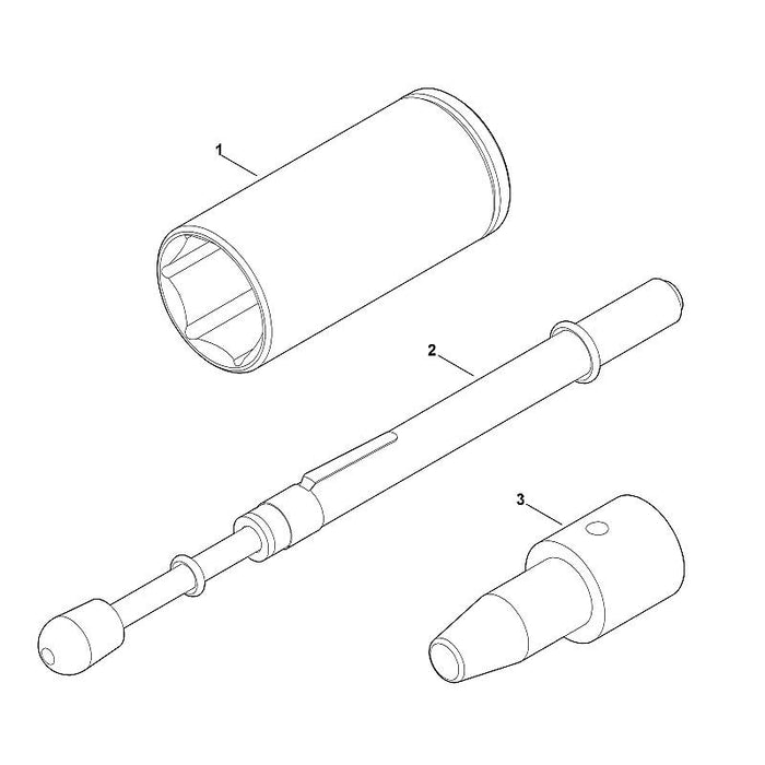 STIHL 0812-190-1007 Stecknuss lang SW27, 1/2" positie 1 technische tekening