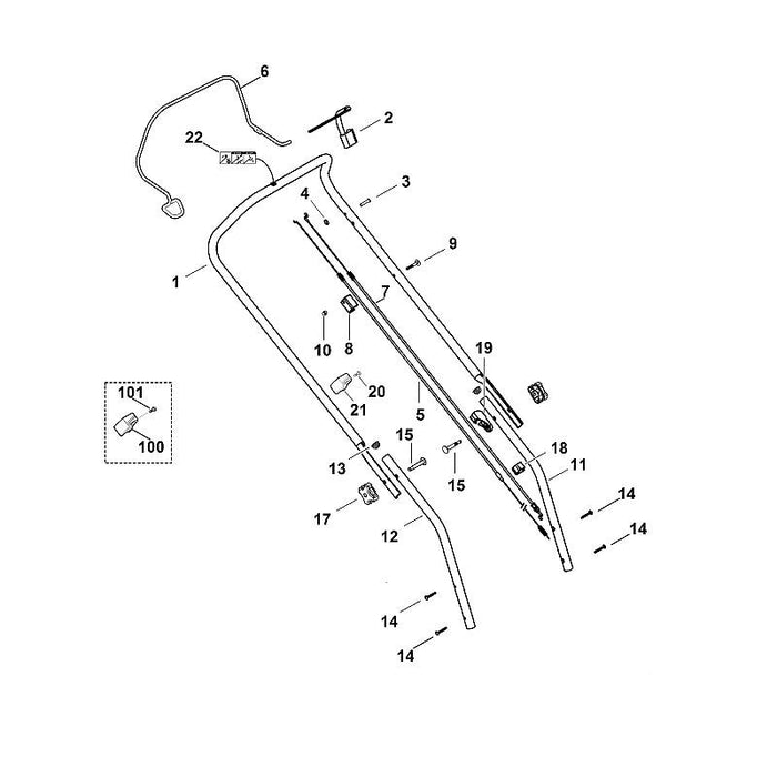 STIHL 6336-703-1215 Lenkeroberteil positie 1 technische tekening