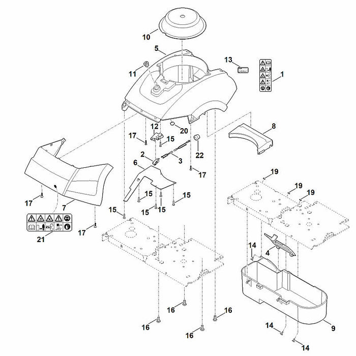 STIHL 0000-967-7219 Warnhinweis positie 21 technische tekening