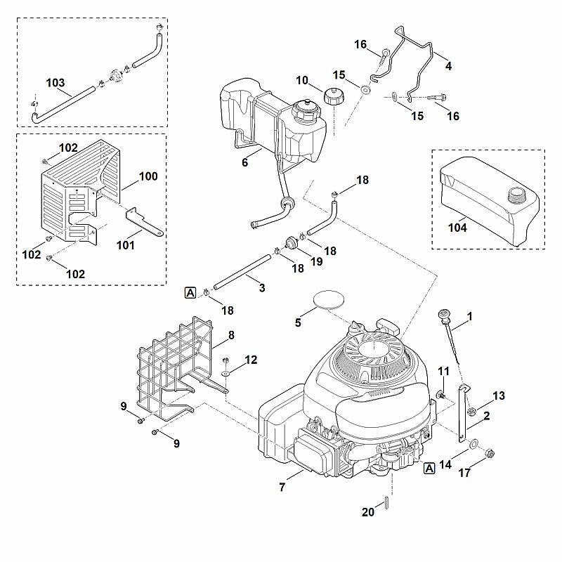 STIHL 6012-350-2705 Kraftstoffschlauch kpl. positie 3 technische tekening