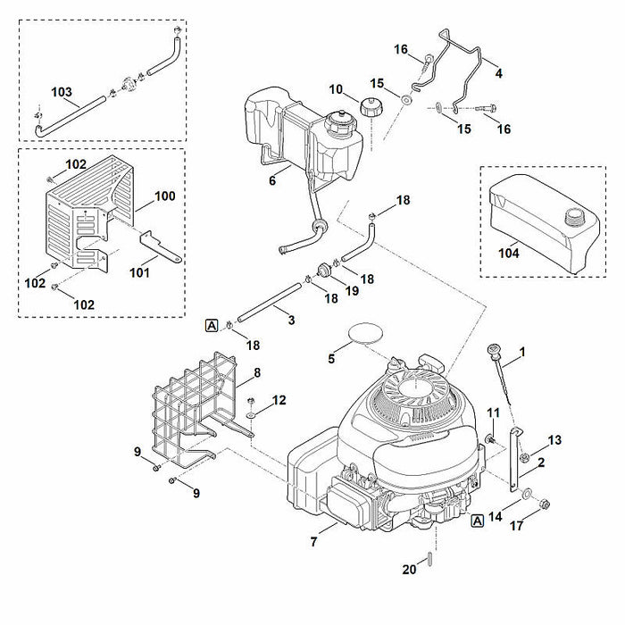 STIHL 6375-007-1025 Satz Kraftstofftank positie 6 technische tekening