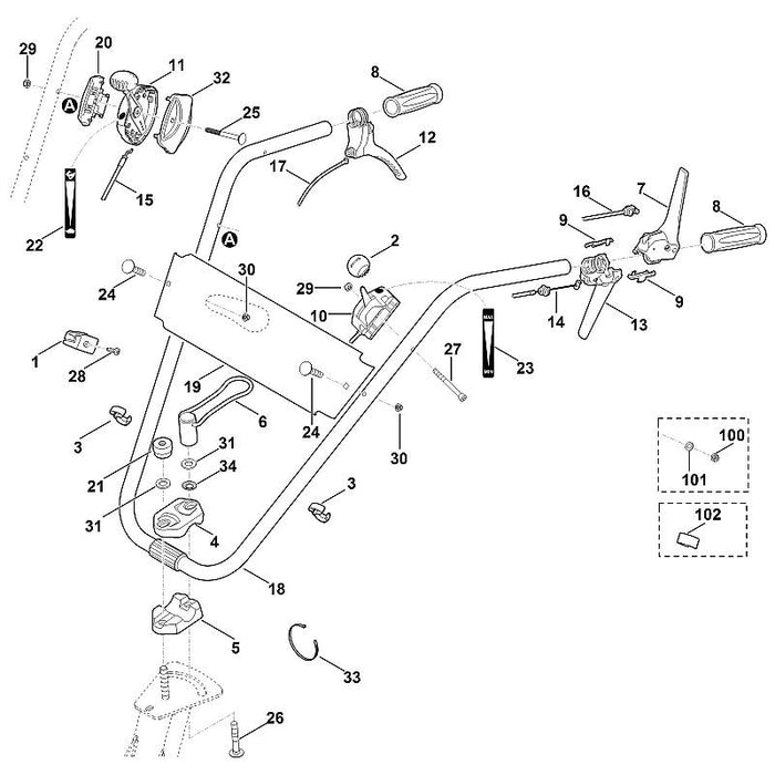 STIHL 6380-700-9495 Lenker kpl. positie 18 technische tekening