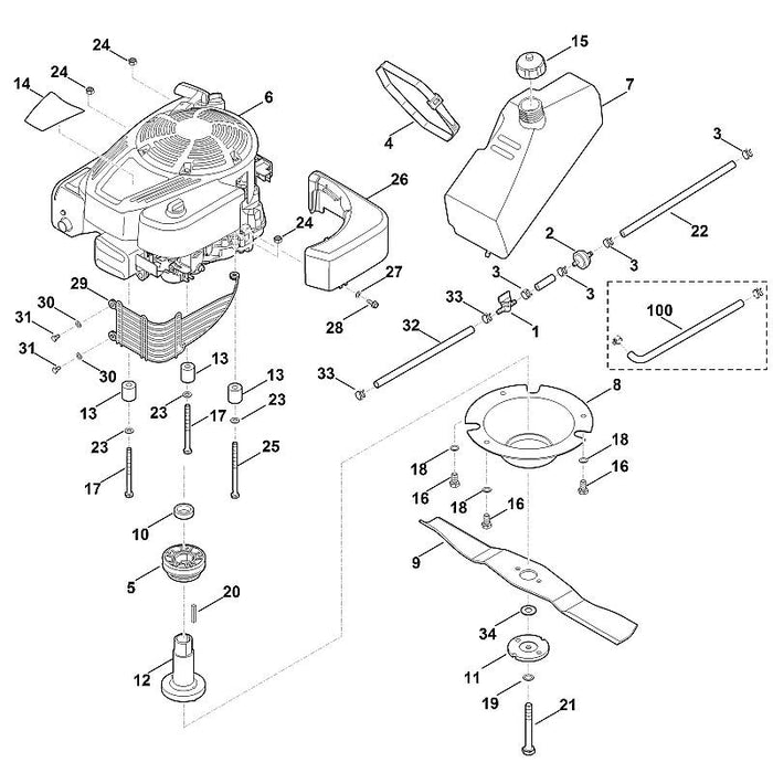 STIHL 9007-318-2090 Sechskantschraube M8x130 positie 25 technische tekening