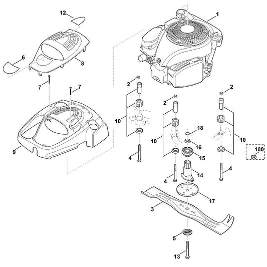 STIHL 0000-967-4406 Aufkleber DOV positie 12 technische tekening