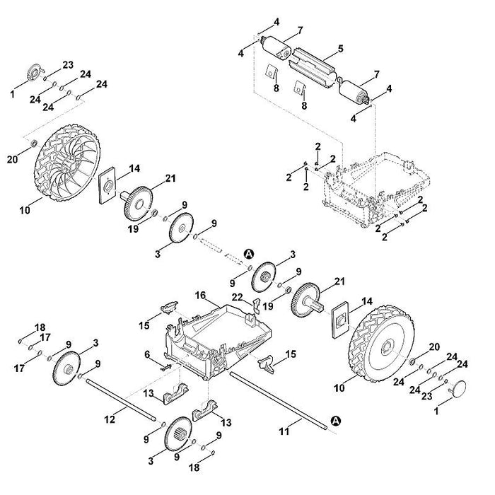STIHL 6385-600-0400 Getriebemotor positie 7 technische tekening