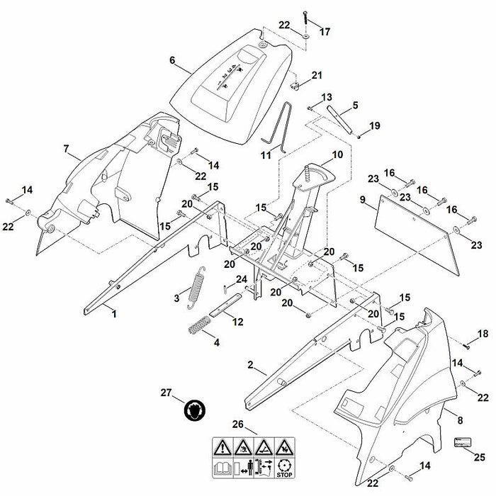 STIHL 6380-706-0713 Abdeckung rechts positie 7 technische tekening