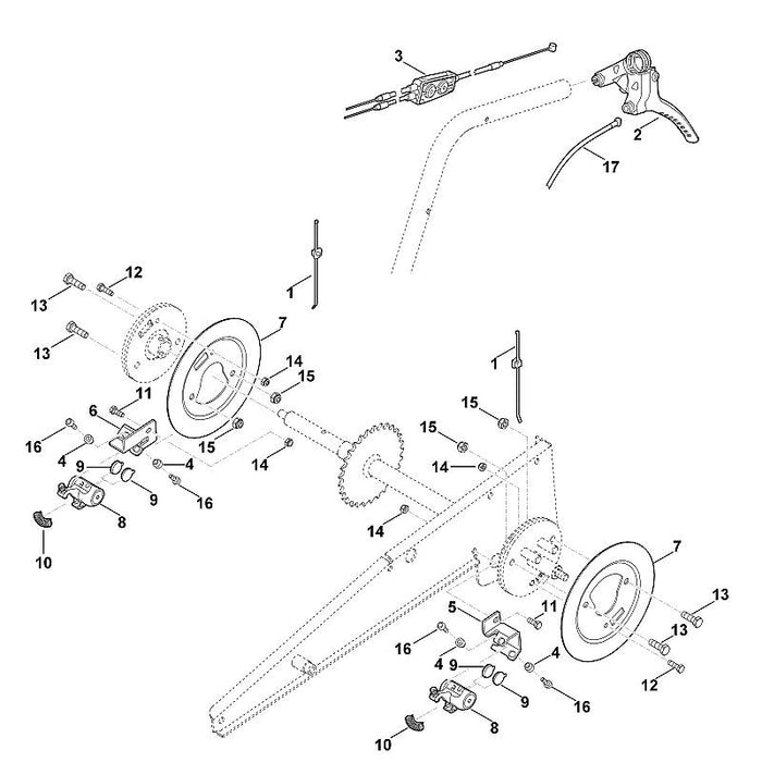 STIHL 6380-700-7540 Seilzug positie 17 technische tekening