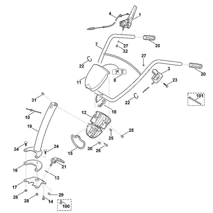 STIHL 9027-068-2415 Flachrundschraube M10x30 positie 24 technische tekening