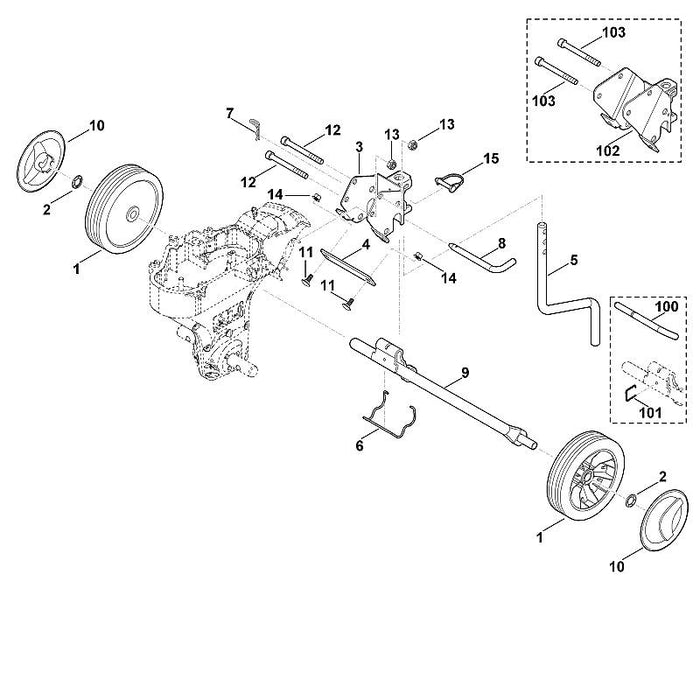 STIHL 9045-318-2560 Zylinderschraube M10x100 positie 103 technische tekening