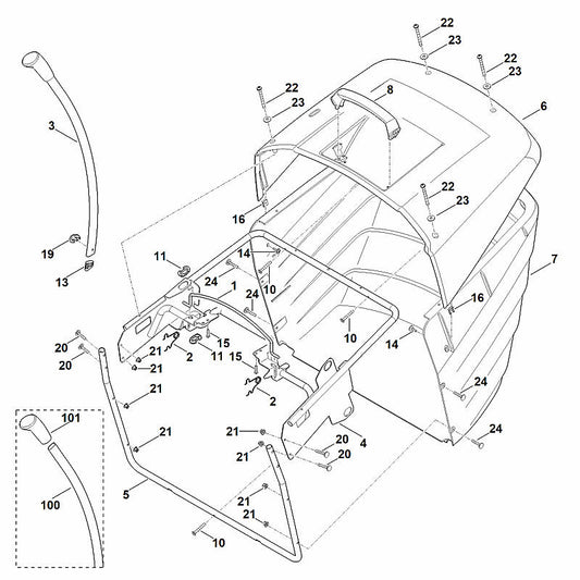 STIHL 6160-706-3400 Deckel positie 6 technische tekening