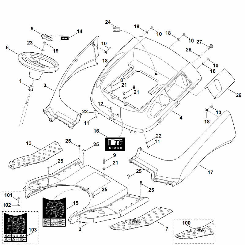 STIHL 6170-967-3820 Typenbezeichnung MT 6112 C positie 16 technische tekening