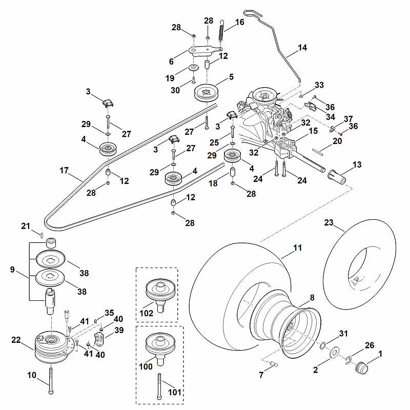 STIHL 6170-700-2530 Keilriemenscheibe positie 102 technische tekening