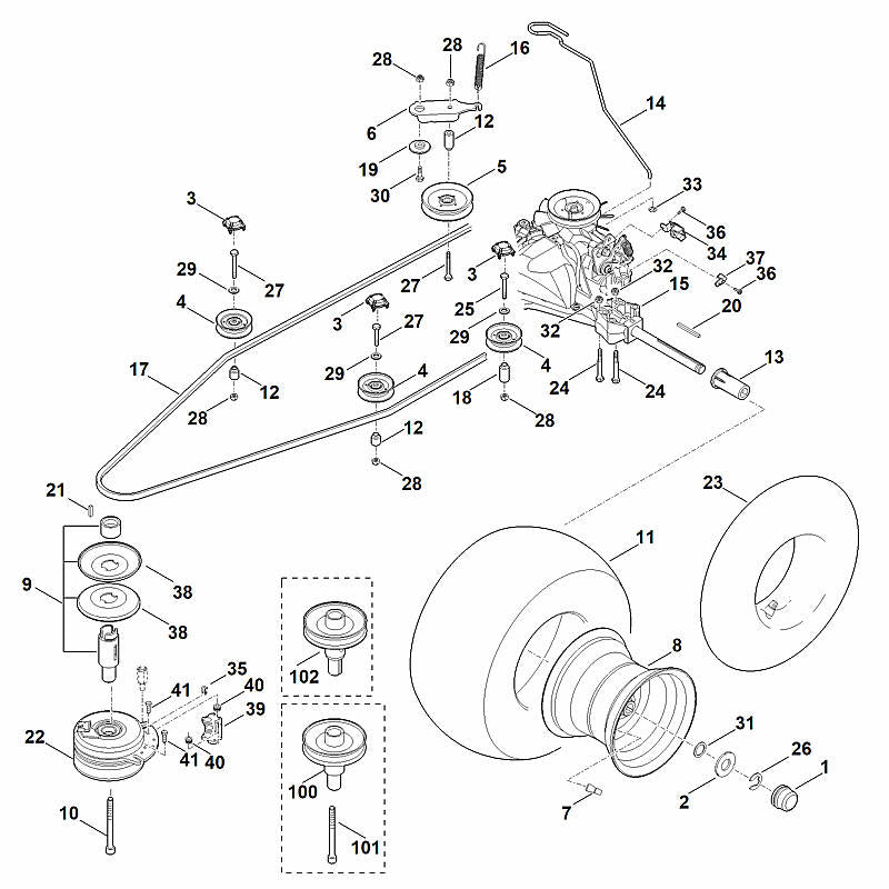 STIHL 6170-760-1291 Spannrolle positie 5 technische tekening