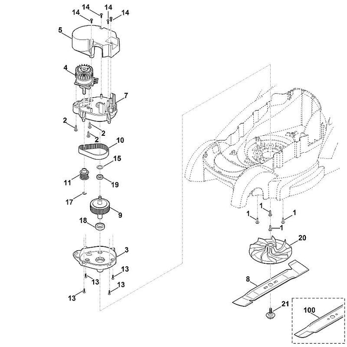 STIHL 6320-700-3500 Messerwelle kpl. positie 9 technische tekening