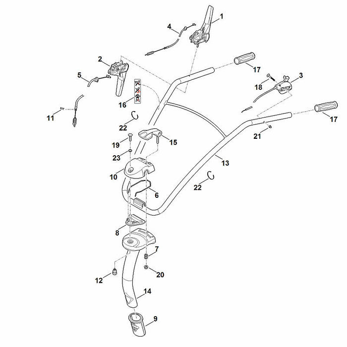 STIHL 0000-988-9206 Kabelbinder positie 22 technische tekening