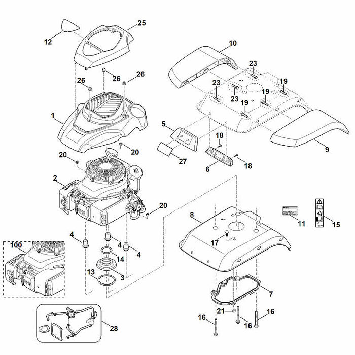 STIHL 9104-003-9984 Sechskantschraube P8x30 positie 19 technische tekening