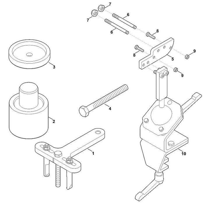 STIHL 9124-319-2400 Stiftschraube M10x100 positie 6 technische tekening