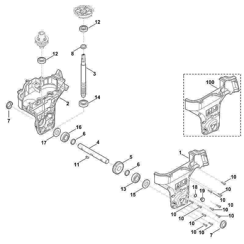 STIHL 6241-642-0393 Satz Schneckenwelle mit Schneckenrad positie 3 technische tekening