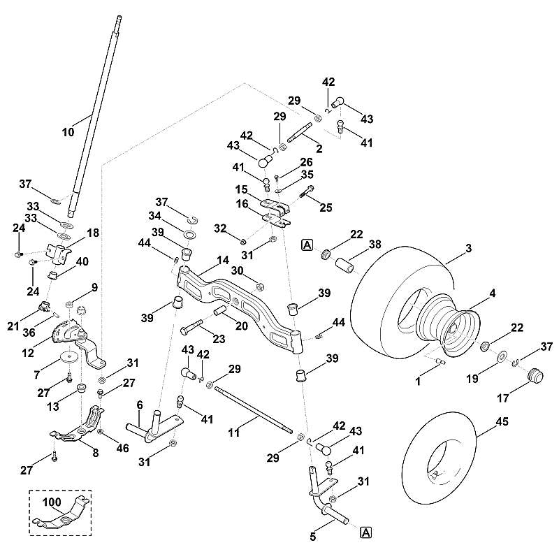 STIHL 6140-760-5000 Achsschenkel links positie 5 technische tekening