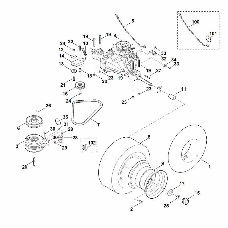 STIHL 6140-700-2500 Keilriemenscheibe positie 6 technische tekening