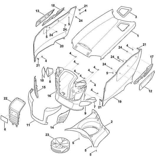 STIHL 0000-967-1010 Schild positie 6 technische tekening