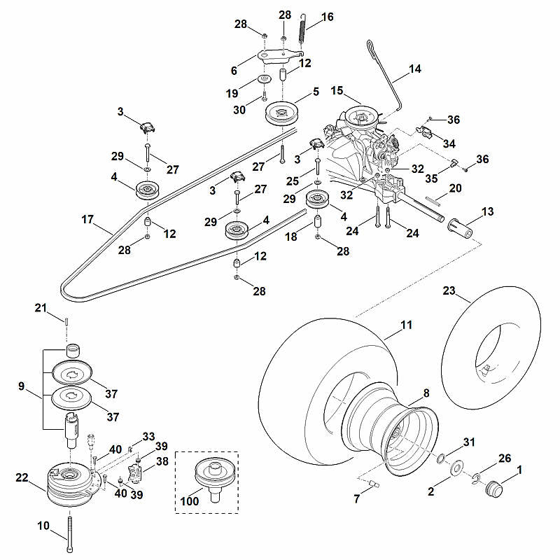 STIHL 6165-700-2501 Keilriemenscheibe kpl. positie 9 technische tekening