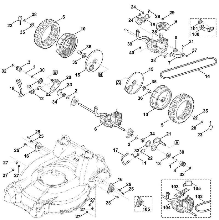 STIHL 6378-007-1011 Satz Getriebeteile positie -1 technische tekening