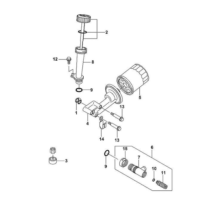 STIHL 0001-020-9602 Ölfilter positie 5 technische tekening