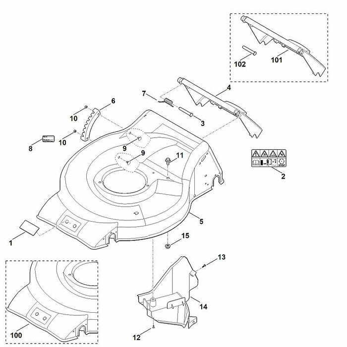 STIHL 6350-706-5900 Bolzen positie 102 technische tekening