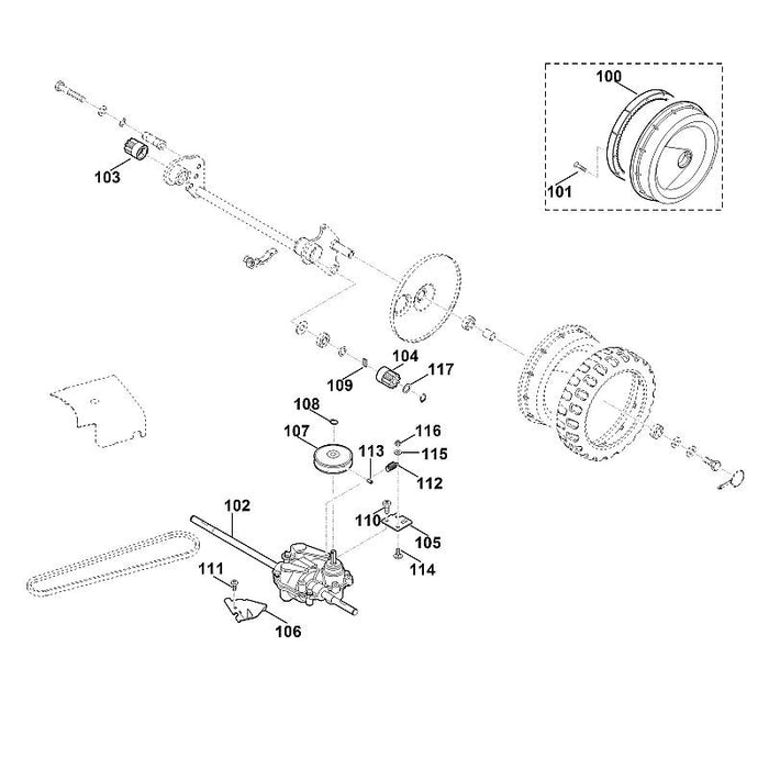 STIHL 6375-764-1800 Zahnkranz positie 100 technische tekening