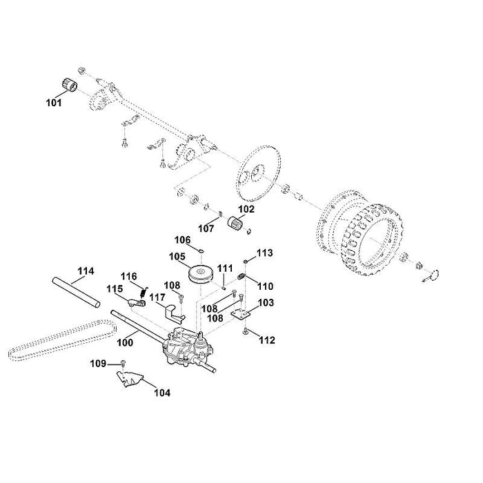STIHL 6375-643-3600 Schalthebel positie 115 technische tekening