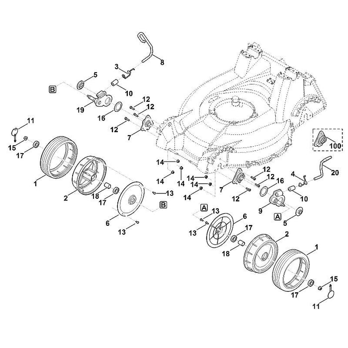 STIHL 6378-763-2900 Verstellhebel links positie 8 technische tekening