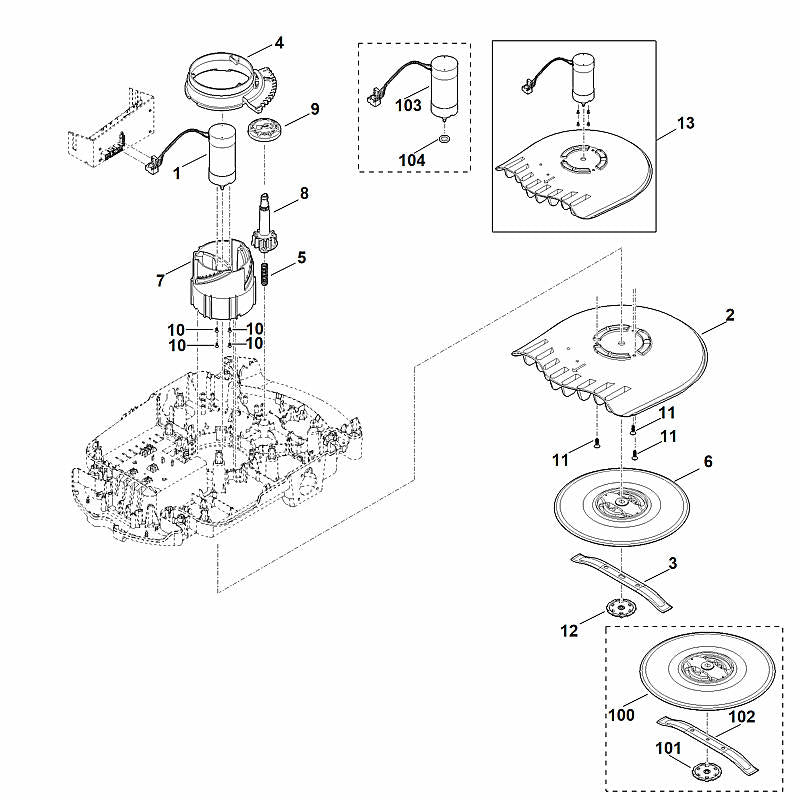 STIHL 6309-007-1002 Satz Umbau Mähmotor positie 13 technische tekening