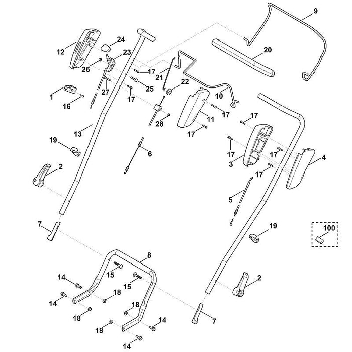 STIHL 6383-764-0620 Gehäusehälfte positie 12 technische tekening