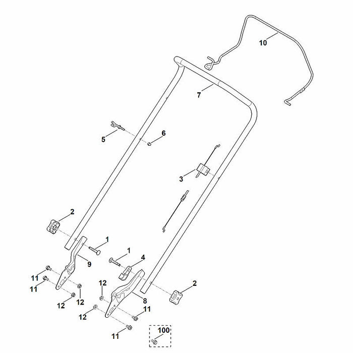 STIHL 6350-763-4811 Lenkerunterteil positie 8 technische tekening