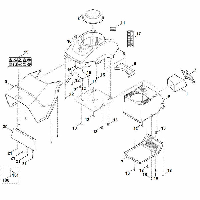 STIHL 9039-488-1801 Schneidschraube M8x20 positie 13 technische tekening