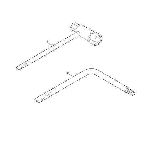STIHL 0812-370-1003 Schraubendreher T25x90x70 positie 2 technische tekening