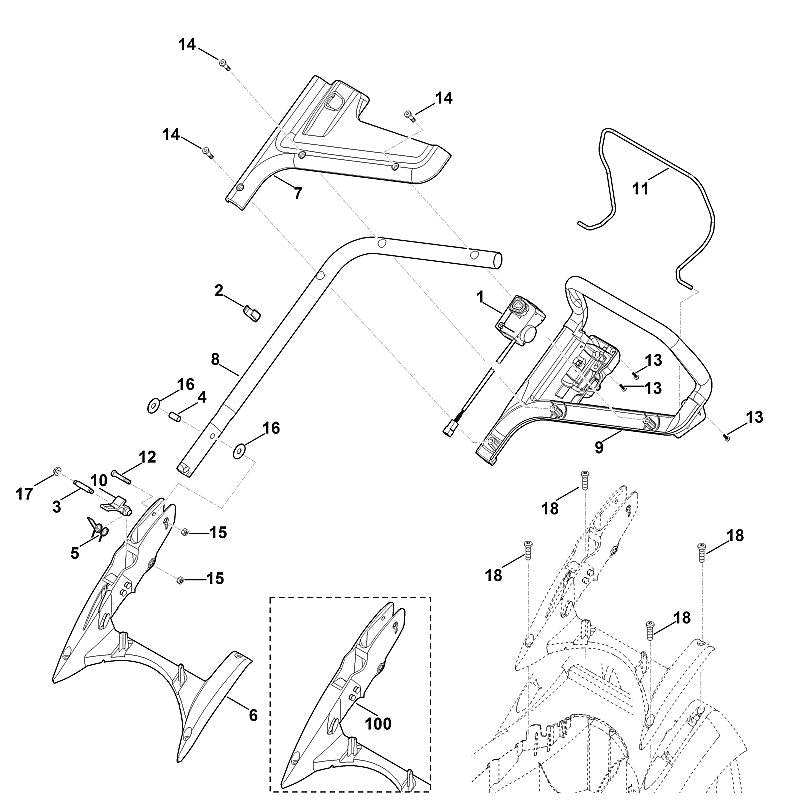 STIHL 6320-430-0427 Totmannschalter positie 1 technische tekening