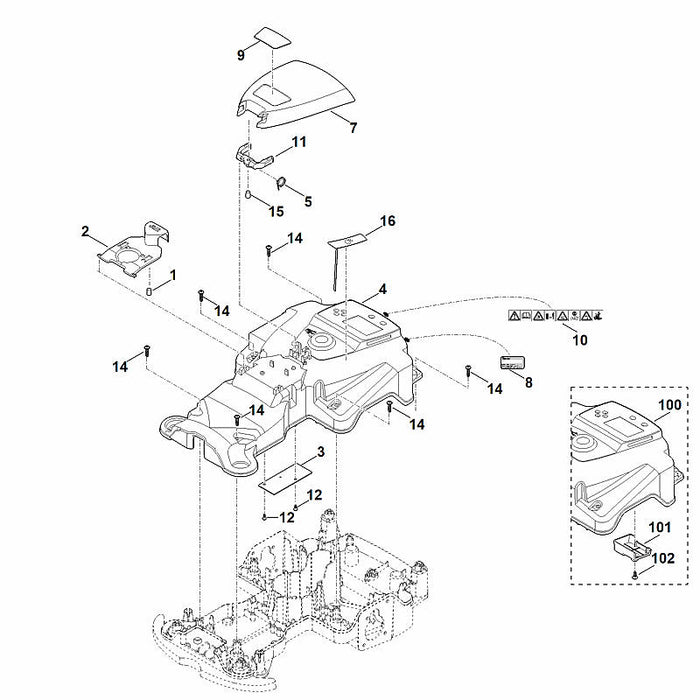 STIHL 9074-477-2966 Schraube IS P4x8 positie 12 technische tekening