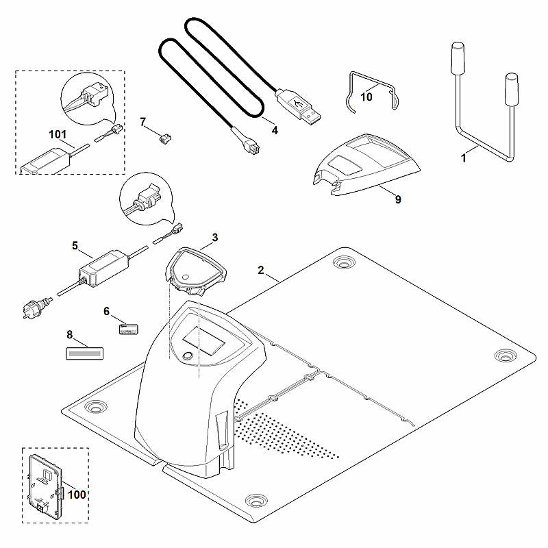 STIHL 6309-430-1449 Elektronikmodul ADO 100.1 SERVICE positie 3 technische tekening