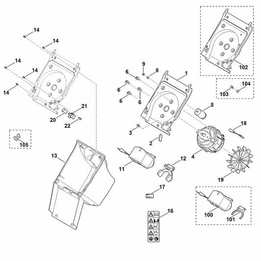 STIHL 0000-605-1005 Kondensator 16µF positie 5 technische tekening
