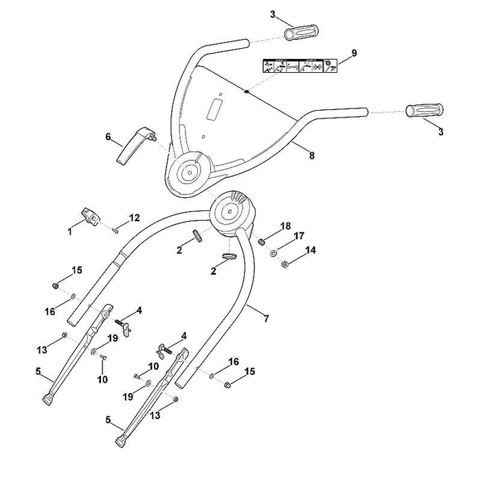 STIHL 6375-967-4420 Aufkleber positie 9 technische tekening