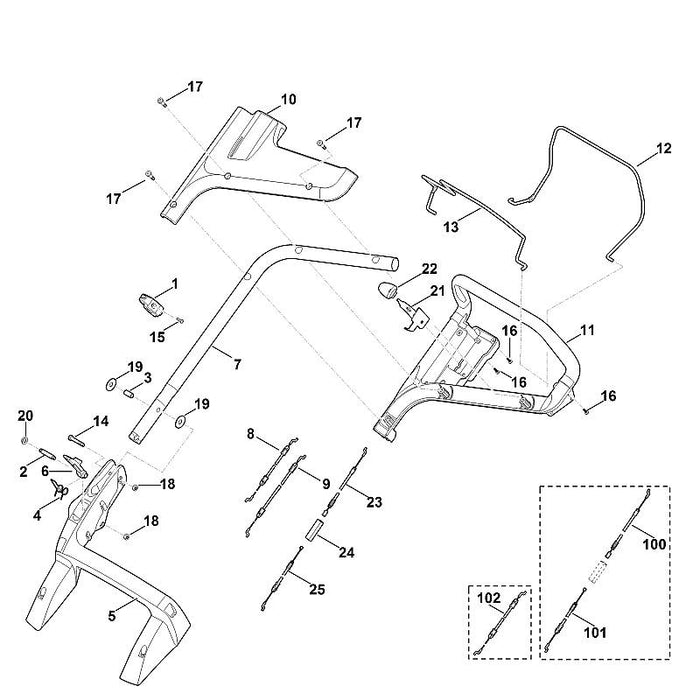 STIHL 6358-706-0736 Abdeckung positie 10 technische tekening