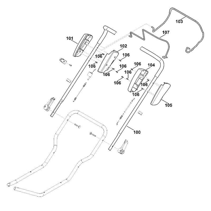STIHL 6383-764-0600 Gehäusehälfte positie 102 technische tekening