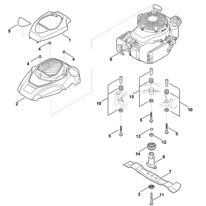 STIHL 6364-967-3800 Typenbezeichnung MB 650 T positie 9 technische tekening