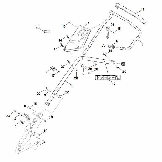 STIHL 0000-760-3820 Seilführung positie 1 technische tekening