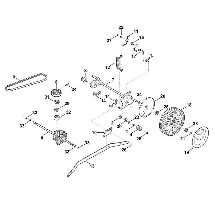 STIHL 6374-700-2500 Keilriemenscheibe kpl. positie 8 technische tekening