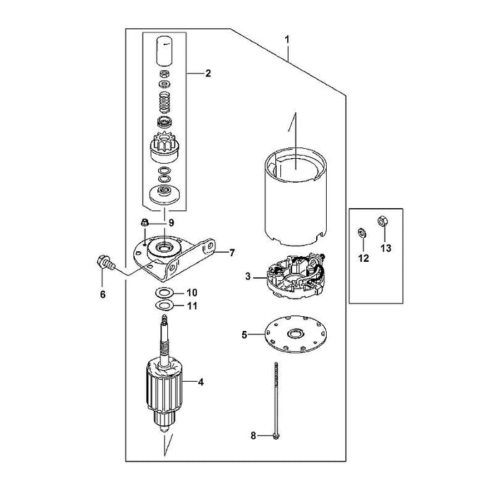 STIHL 0001-007-1004 Reparatursatz (Elektrostarter) positie -1 technische tekening